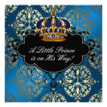 Royal Navy Blue Gold Prince Baby Boy Shower Invitations