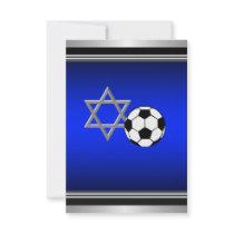 Royal Navy Blue Soccer Theme Bar Mitzvah Announcements