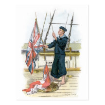 Royal Navy Sailor Signalling Post Card