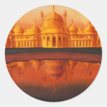 "Royal Pavillion" Taj Mahal art Round Stickers