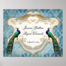 Royal Peacock Blue Personalized Anniversary Poster