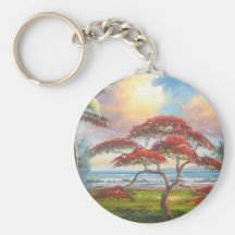 Royal Poinciana Tree Painting Keychain