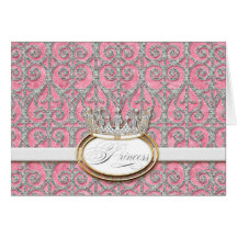 Royal Princess Crown Baby Girl Thank You Notes Greeting Cards
