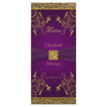 Royal Purple and Gold Floral Menu Card Rack Card Design