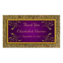 Royal Purple and Gold Floral Wedding Favour Tag Business Card Template