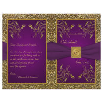 Royal Purple and Gold Medallion Wedding Program Full Color Flyer