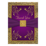 Royal Purple and Gold Monogram Thank You Card Announcement
