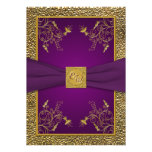 Royal Purple and Gold Monogram Wedding Invitation