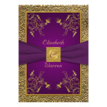 Royal Purple and Gold Monogram Wedding Invitation