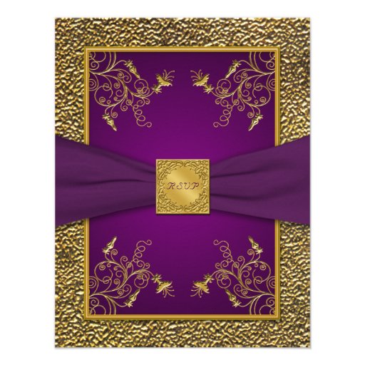Royal Purple and Gold RSVP Card Personalized Invitation