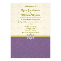 royal purple and gold wedding invitation card