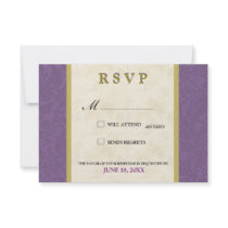royal purple and gold wedding rsvp card