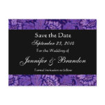 Royal Purple & Black Damask Save The Date Postcard