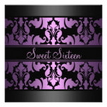 Royal Purple Damask Sweet16 Birthday Invite