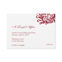 Royal red formal prom bid custom admission ticket business card templates