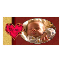 Royal Red Heart Customized Photo Card