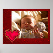 Royal Red Heart New Baby Poster