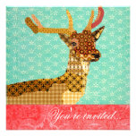 Royal Reindeer Turquoise Red Invitations