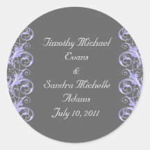 Royal Romance Lavendar and Smoke Wedding Seals Stickers