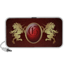 Royal Ruby Unicorn Monogram Crest Speaker