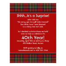 Royal Stuart Tartan 40th Birthday Party Invitation