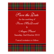 Royal Stuart Tartan Wedding Save the Date Card Invite