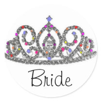 Royal Wedding/Bride's Tiara Round Stickers