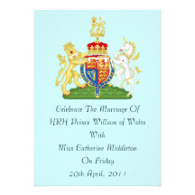 Royal Wedding Coat Of Arms Invitation (Aqua)