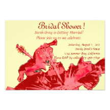 Rred hibiscus exotic floral bridal shower custom announcement