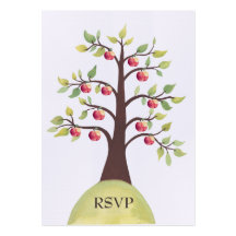 RSVP Apple Tree Watercolor Eggshell Wedding Cards Business Card Templates