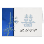 RSVP - Asian Blue Double Happiness Wedding RSVP Card