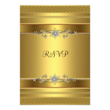 RSVP Birthday Party Gold Diamond Jewel Personalized Announcement