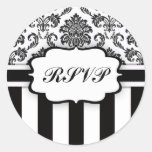 RSVP - Black and White Damask Stripe Sticker