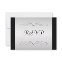 RSVP Black Silver Love Hearts All Events Custom Announcements