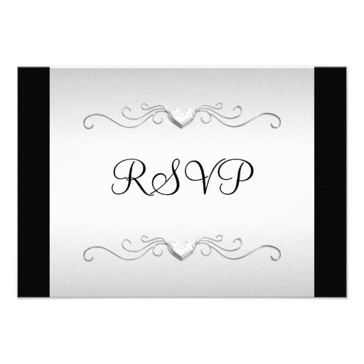 RSVP Black Silver Love Hearts All Events Custom Announcements