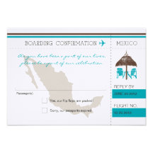 RSVP Boarding Pass TO Mexico Custom Announcements