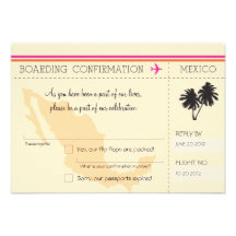 RSVP Boarding Pass TO Mexico Invitations