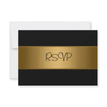 RSVP Card All Events Elegant Black Bronze Gold Personalized Announcement