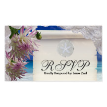 RSVP Card Sand Dollar & Lace Business Card Templates