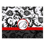 RSVP Cards-Black Damask Red Trim - faded pattern Custom Invitation