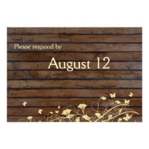 Rsvp en bois foncé de Brown avec des enveloppes Invitations Personnalisées