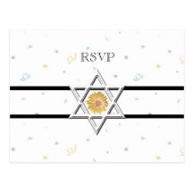 RSVP-Étoile de bat mitzvah de David+Confettis Carte Postale
