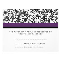 RSVP l'épousant pourpre et noir Invitation Personnalisée