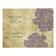 RSVP l'épousant vintage floral pourpre Faire-part Personnalisé