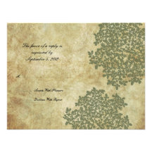 RSVP l'épousant vintage floral vert Cartons D'invitation