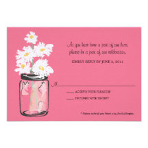 RSVP - Mason Jar filled with White Daisies Invite