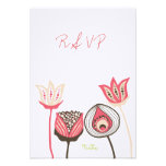 RSVP Pink & Green Floral Blooms Wedding Card Announcements