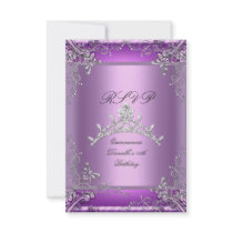 RSVP Quinceanera 15th Birthday Party Purple Personalized Invite
