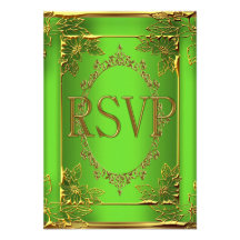 RSVP Reply Birthday Party Lime Gold Invites
