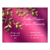 RSVP Reply Card Leaves Pink Purple Gold Custom Announcements